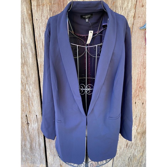 TALBOTS WOMAN 18 W navy blue career clasp front blazer NWT $239 - Picture 1 of 5